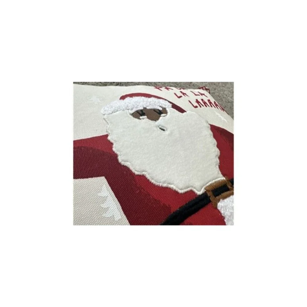 Santa Fa La La Christmas Throw Pillow 18x18 Textured Embroidered Threshold